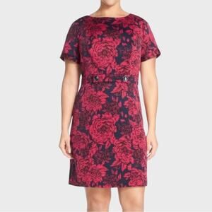 Adrianna Papell Size 12 Floral Rose Jacquard Dress Feminine Classic